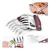 Meat Poultry Tools Kitchen Stainless Steel Claw Wooden Handle Divided Tearing Flesh Mtifunction Meats Shred Pork Clamp Bbq Tool Dr Dhqef