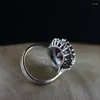 Cluster Rings BOCAI Real S925 Pure Silver Jewelry Imported Inlaid Garnet Ladies Ring Claw Process