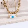 Anhänger Halsketten 316L Edelstahl Mode Edlen Schmuck 2-schicht Natürliche Muscheln Auge Form Charme Kette Choker Für Frauen