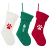 17 Inch Pet Dog Cat Paw Knitted Christmas Stocking Fireplace Hanging Xmas Stockings Farmhouse Decor For Christmas Tree Ornament Party Holiday Decoration