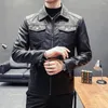 Giacche da uomo Giacca da uomo con risvolti Motocicletta con risvolto con cerniera nera resistente alla moda Un autunno elegante e affidabile per la casa