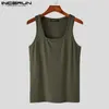 Herrespår 2023 män tank tops fast färg o-hals ärmlös träning casual västar fitness sommar streetwear män kläder s-5xll231016