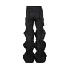 Мужские брюки унисекс с 3D вырезом, свободные повседневные расклешенные брюки для мужчин и женщин, уличная одежда в стиле хип-хоп, темно-черные модные брюки-карго в стиле Vibe, ботинки Y2k
