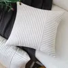 Kissen-Patchwork-Bauernhausbezüge, 45,7 x 45,7 cm, gestreiftes Leinen, dekorative, moderne Akzentbezüge für Sofa, Couch, Schlafzimmer