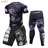 Tracksuits voor heren nieuwe mannen tracksuit sportpak gym fitness compressiekleding running jogging sport slijtage training workout mma rashguard setl231016