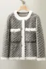 Damesbont lamswollen jas vrouwelijk kort herfst en winter vintage casual bovenkleding met lange mouwen O-hals mode kasjmier jas dame