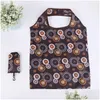 Storage Bags Cute Bohemian Print Reusable Grocery Portable Foldable Tote Shop Bag With Hook Eco-Friendly Travel Recycle Drop Deliver Dhg6B