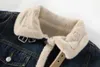 Jaquetas femininas mulheres jaqueta jeans moda senhoras faux velo forrado casacos de lã e misturas roupas quentes pele colar casaco outwear