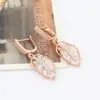 Dangle Earrings Leaf Shape Design Hanging 2023 Trendy Rose Gold Color Drop For Women Gift Zircon Luxury Quality Jewelry