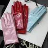 Five Fingers Gloves Elegant Women Genuine Lambskin Real Leather Sheepskin Autumn And Winter Plus Velvet Trendy Female Short Glove 27 Colors 231013