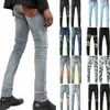 jeans viola jeans firmati jeans da uomo jeans skinny al ginocchio taglia 28-40 moto trendy lungo buco dritto High Street denim all'ingrosso 2 pezzi 1 Q3mP #