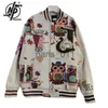 Men's Jackets Women's baseball jacket heavy-duty industrial owl letter embroidery bomber jacket loose fitting jacket unisex autumn motorcycle jacket x1016