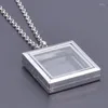 Pendant Necklaces 1PC Square Glass Relicario Po Locket Necklace Floating Chams Picture For Jewelry Women Men Gift