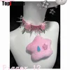 Collier ras du cou pour femmes, Y2K, aile de fille, Punk, Harajuku, gothique, Lolita, rose, pointe de déchirure, collier court, accessoires de Cosplay d'halloween, ras de cou de sous-culture