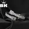 THE BLING KING CZ Bracciale regolabile con zircone quadrato aperto personalizzato Baguette ghiacciato per uomo Luxury Drop 220218213S