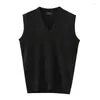 Gilet da uomo 2023 Semplice All-match Senza maniche Maglione lavorato a maglia Gilet con scollo a V Solido Basic Accogliente Top Maglieria stile coreano Taglie forti A23