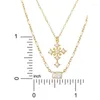 Pendant Necklaces Gold Plated Sterling Silver CZ And Pearl Cross Layering Necklace Set