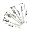 Servis uppsättningar Europe Fashion Pearl Cutlery Set rostfritt stål Kreativitet Knivsked Sked handtag keramisk gaffel Tabbtvist flatvaror