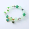 Charm Bracelets Green Agate Crystal Bracelet for Women with Sweet and Elegant Four-leaf Clover Pendant Ideal Gift Classmates Girlfriends