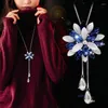 Pingente colares declaração maxi opala cristal floco de neve pingentes longos para mulheres jóias collier femme colar acessórios