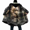 Herren-Trenchmäntel, Herren-Umhang, Tattoo-Schädel-Drache, 3D-Allover-bedruckter Fleece-Kapuzenmantel, Unisex, lässig, dick, warm, Umhang, CH46, YQ231016