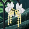 Boucles d'oreilles pendantes GODKI tendance multicolore fleur longue pour les femmes de mariage élégant grande fête de déclaration dubaï mariée dans les bijoux 2023