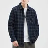 Camisas casuales para hombres Otoño Moda Marca Guapo Camisa a cuadros Retro Suelto Abrigo de manga larga