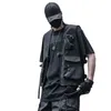 Men's Vests Techwear Tactical Hip Hop Cargo Vest Mens Multi-pockets Functional Punk Sleeveless Jacket Waistcoat