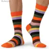 Men's Socks Size 41- Casual Fashion Cotton Funny Long Women Men Contrast Color Rainbow Larger Size Stripe for MenL231016