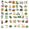 50Pcs-Pack Money Stickers Waterproof Vinyl Stickers for Luggage Water Bottle Laptop Car Planner Scrapbooking Phone Mac Door Wall Decals