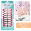 FALSE NAILS VITAGWX 24 st/set Press On Acrylic Almond Full Cover Stick Fake Nail Tips Återanvändbar konst för kvinnor