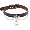 Black Pentagram Choker Necklace Harajuku Goth Punk Leather Chocker Aesthetic Girl Collar Fashion Neck Jewelry