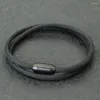 Braccialetti con ciondoli Bracciale Paracord da uomo Fibbia magnetica in acciaio inossidabile nero Doppio strato Braslet nautico Corda di salvataggio all'aperto Braclet Pulsera