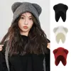 Wide Brim Hats Bear Ear Hat Stylish Knit For Women Warm Comfortable Cute Winter Protection Cotton Head Wrap