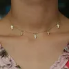 Новое ожерелье с маленьким латинским крестом, подвески с прозрачным цирконом, 100% серебро 925 пробы, ожерелье с подвесным крестом для девочек213a