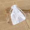 Shopping Bags 50pcs/lot White Satin Drawstring Pouches For Jewelry Makeup Underwear Gift Packaging Bag Home Storage Sacks Custom