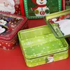 Kerstversiering Blikken Doos Dakraam Blik Met Deksel Koekje Mousse Taart Verpakking Vierkant Kerstman Patroon