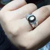 Cluster Rings Natural Black Star Sapphire med 925 Silver Custom Size Gemstone för män Big Stone274h