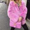 Pele feminina mangas compridas jaqueta falsa casaco de inverno feminino pelúcia rosa cardigan fofo teddy 2023 moda feminina outerwear