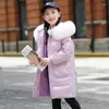 Donsjas Winter Kinderkleding Grote Bontkraag Lange Jas Baby Meisje 90% Witte Eend Bovenkleding Tiener Parka TZ637