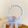 Hair Accessories Fashion Children's Hairband Pearl Mesh Bowknot Princess Girl Braid Headdress