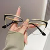Solglasögon Cyber ​​Vintage Cat Eye Glasses Frame Stylish Semi Metal Rim Women Eyewear Trendy Brand Design Icke-recept