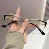 Zonnebril Cyber Vintage Cat Eye Brilmontuur Stijlvolle semi-metalen rand Damesbril Trendy merkontwerp Bril zonder sterkte