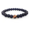 SN0348 NY DESIGN 8MM MATT Black Onyx med en Tiger Eye Bead Armband Men Stone Bead Armelets254r