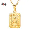 Kpop carta um colar unissex jóias ouro prata cor de aço inoxidável quadrado inicial alpabet pingente colar a a z p3490238t