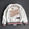 Men's Jackets Men's spring and autumn baseball uniform Y2K retro trend leather jacket heavy industry embroidery white short coat ins hot sale T231016