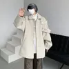 Men's Wool Blends Gmiixder Streetwear Woolen Coat Men's Autumn Winter Minority Lapel Jacket American Retro Loose Casual Asymmetrical Jacket 231016