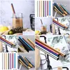 Drinking Straws Colored 12Mm Smoothie St Bubble Tea Stainless Steel Milky Drink Drop Delivery Home Garden Kitchen Dining Bar Barware Dhe7Q