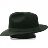 Berets Green Wool Fedora Hat Women Men S-XL Size Black Color Floppy Panama Ladies Dress Elegant Dress