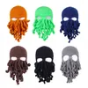 Berets Novelty Handmade Tentacle Octopus Crochet Hats Beard Beanie Men's Women's Knitted Wind Mask Caps Halloween Animal Gifts